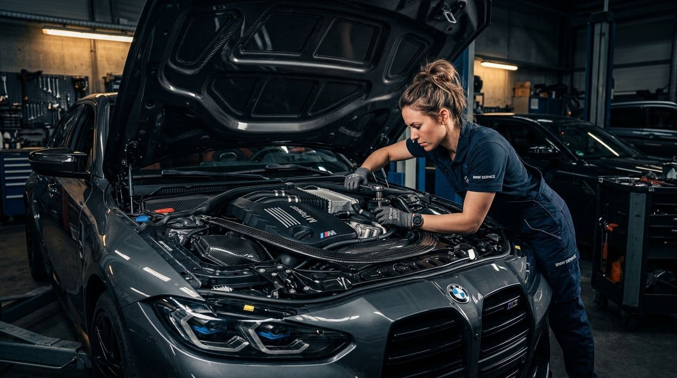 Mechanic working on car