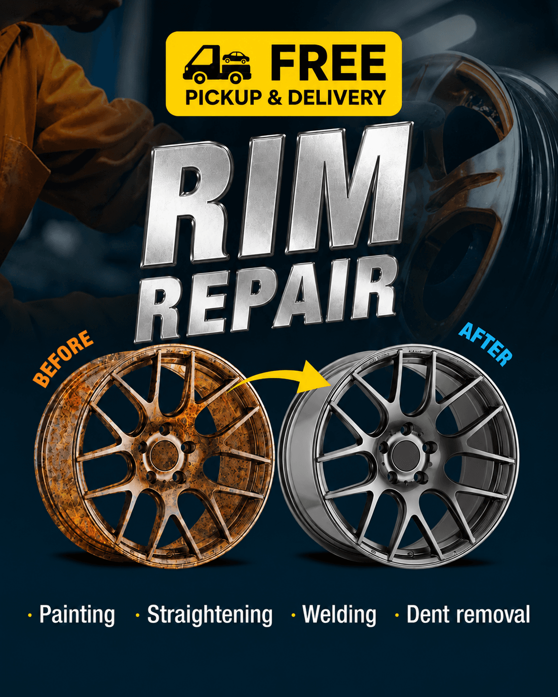 Rim Repair Service + Enjoy FREE Pickup & Delivery across Dubai