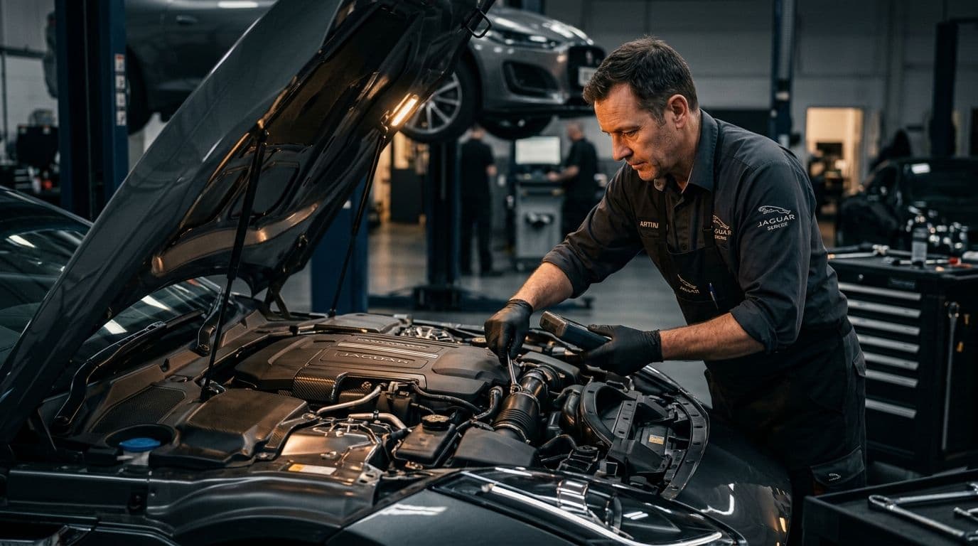 Mechanic working on car
