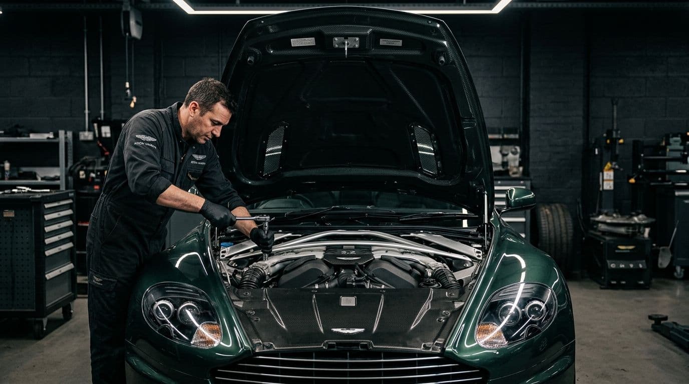 Mechanic working on car