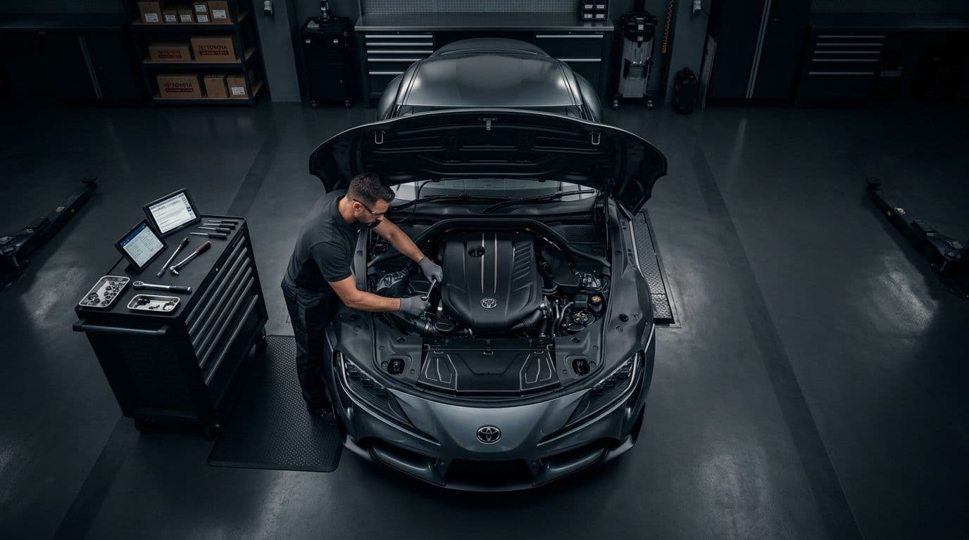 Mechanic working on car