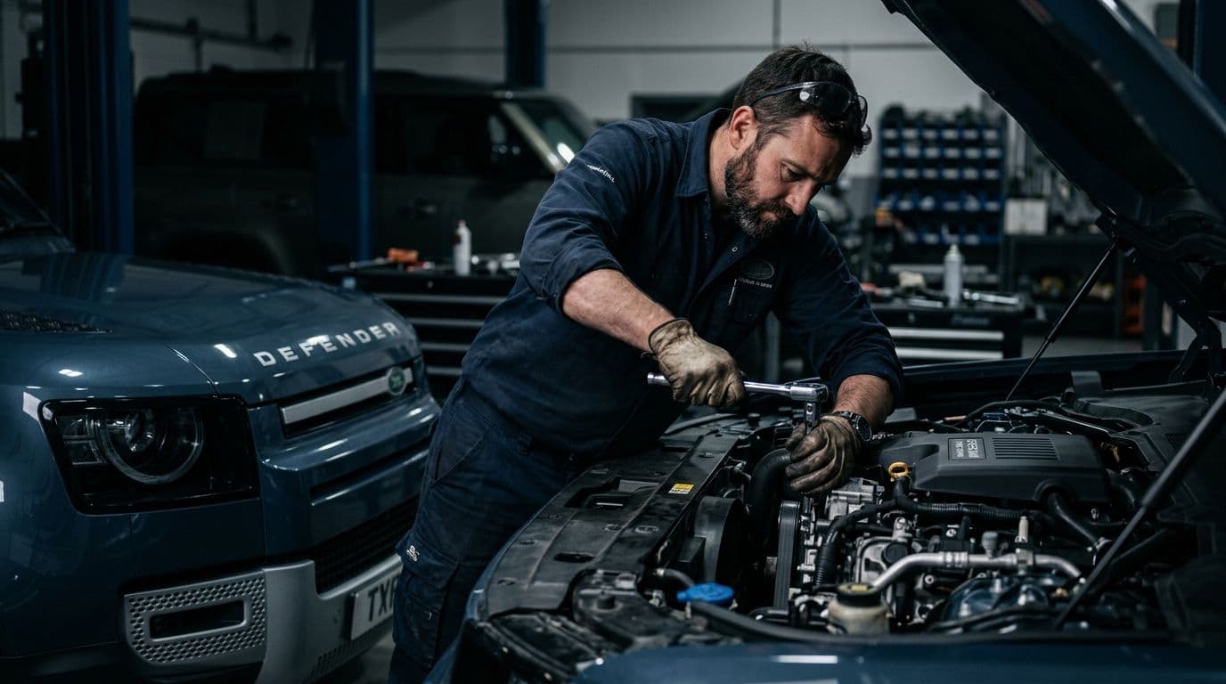 Mechanic working on car