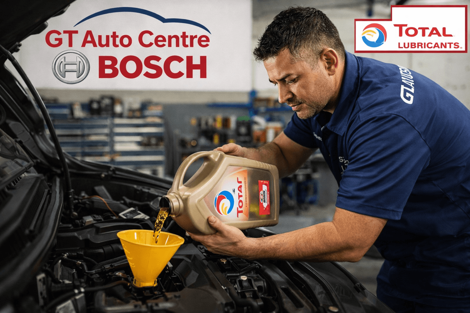 Mechanic working on car